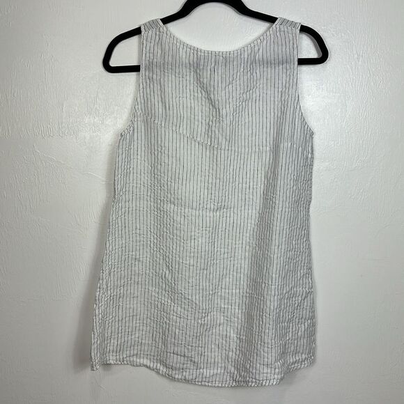 Luna Luz White Striped Relaxed Fit Round Neck Tank Top Size M - Picture 2 of 5